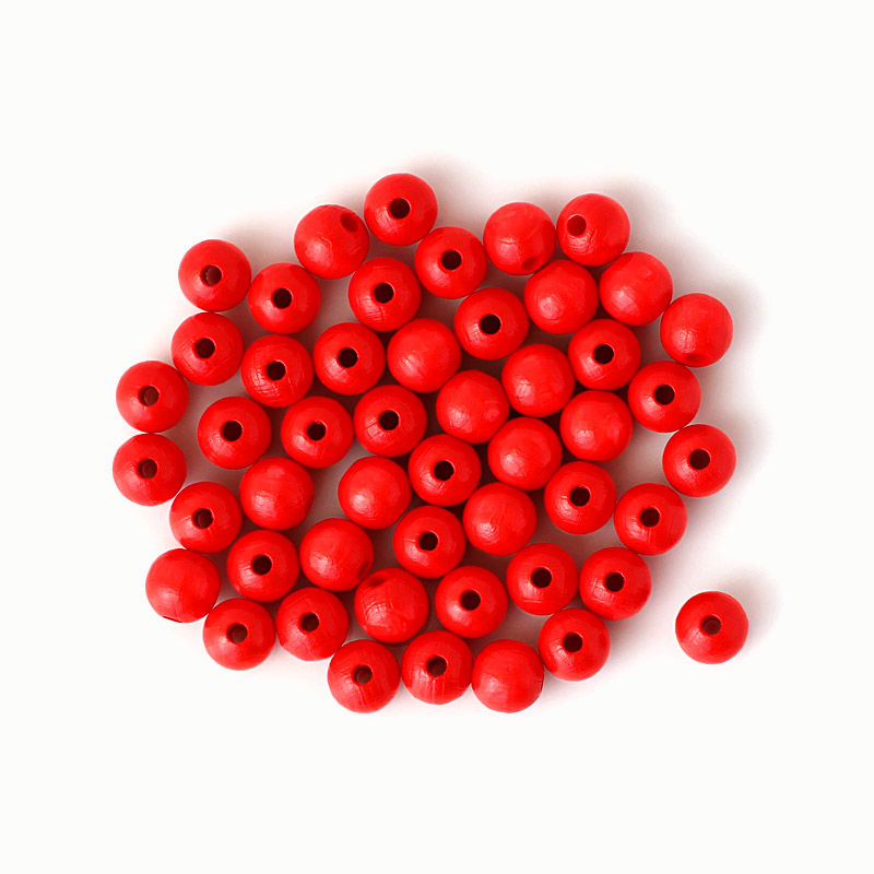 Holzperlen 10 mm, 50 Stück, braun Rot