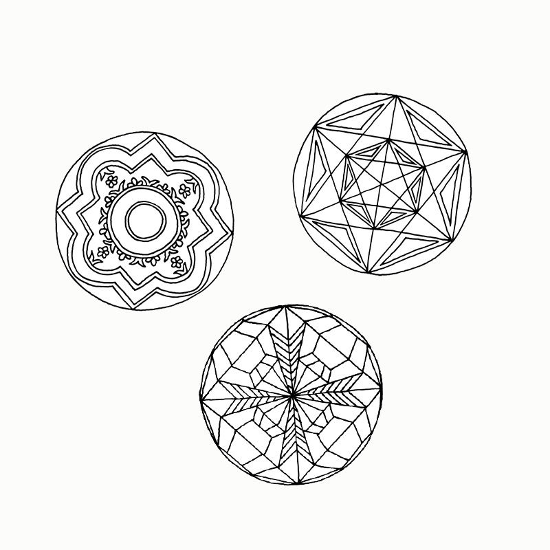 Geometrische Mandalas, 24 Stück