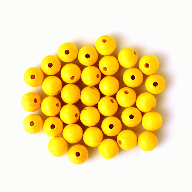 Holzperlen 12 mm, 35 Stück, grün Gelb