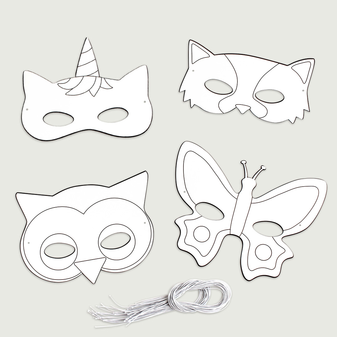 Tier-Masken Bastelset mit Blanko-Masken für Kinder